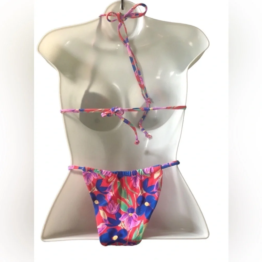 Princess Polly Bright Pink Floral Bianca Sexy Bikini Swimsuit Top 6 Bottom 2